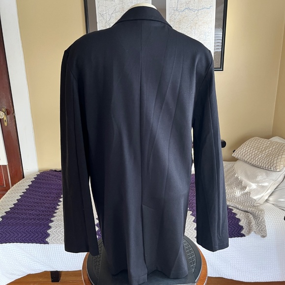Ripley Rader Black Stretch Ponte Knit Open Blazer Oversized USA - Picture 3 of 7